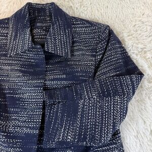 Jones New York Signature Petite Navy White Textured Blazer Jacket 8P 8‎ Petite